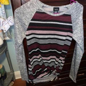 Grey, red, black soft long sleeve